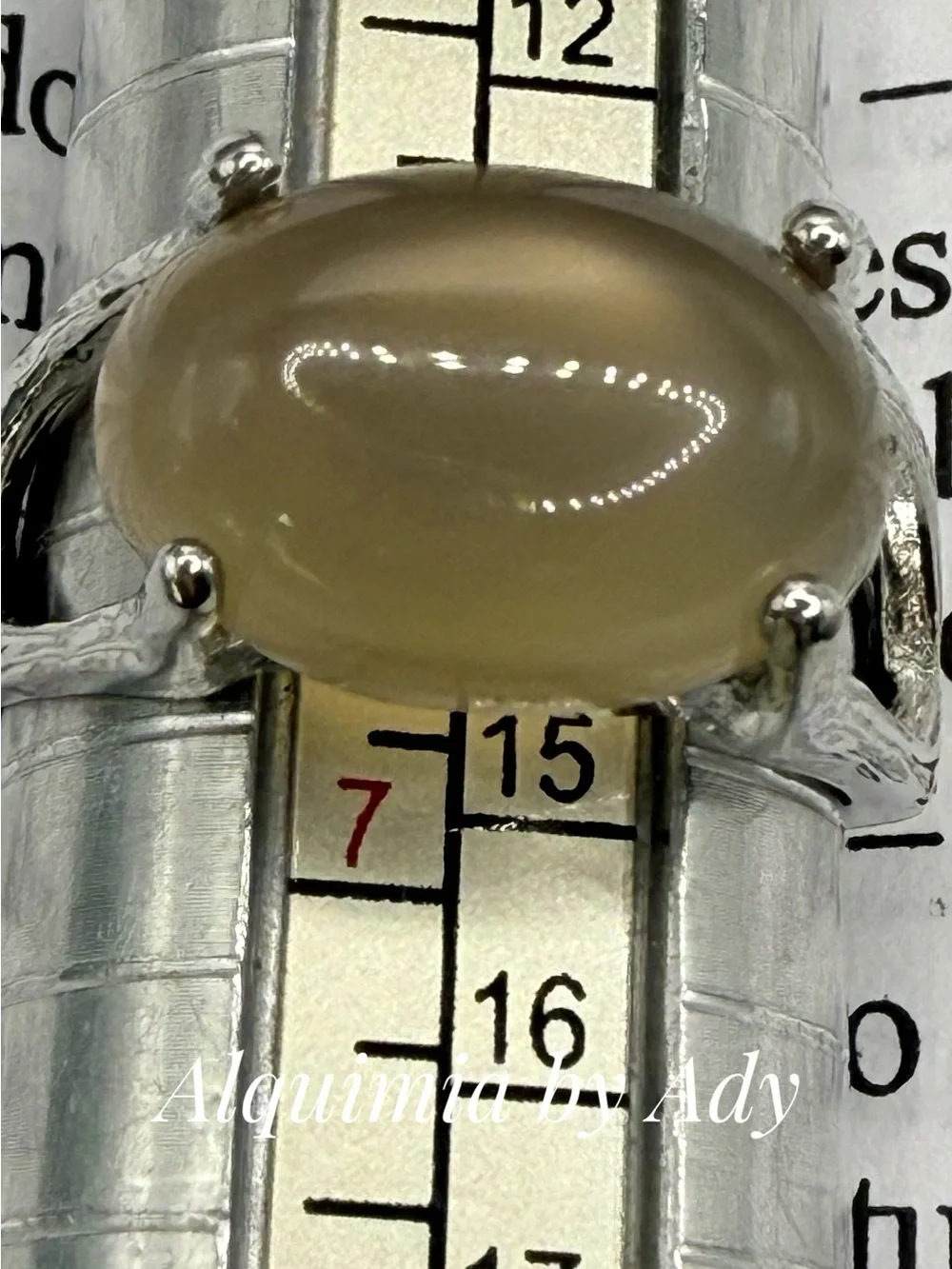 Soft Cream Moonstone Cabochon Sterling Ring